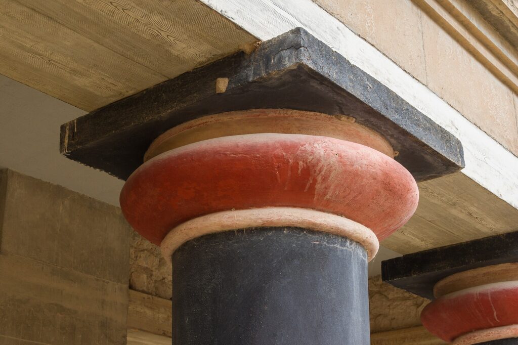 Red Minoan column with black capital at Knossos