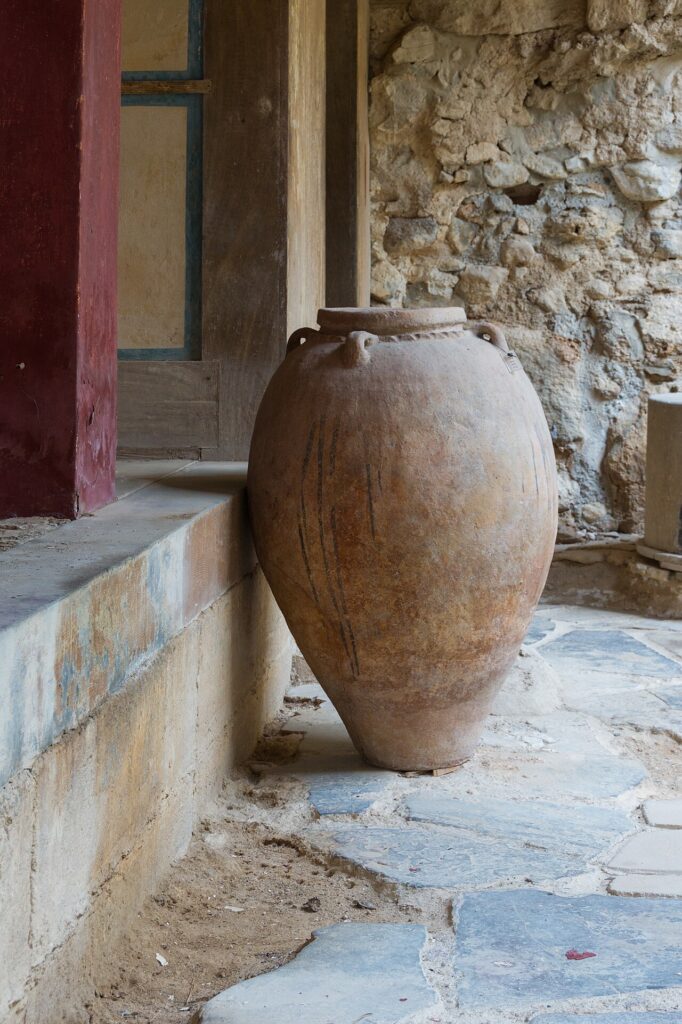 Large Minoan storage jar (pithos) at the Palace of Knossos